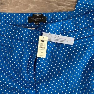NWT Talbots Ankle Blue Polka Dotted Pants 14P Curvy Fit